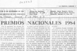 Premios Nacionales 1984 Premios Nacionales 1984