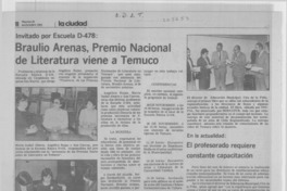 Braulio Arenas, Premio Nacional de Literatura viene a Temuco Braulio Arenas, Premio Nacional de Literatura viene a Temuco