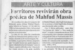 Escritores revivirán obra poética de Mahfud Massís Escritores revivirán obra poética de Mahfud Massís