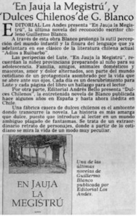 "En jauja la Megistrú" y "Dulces chilenos" de G. Blanco "En jauja la Megistrú" y "Dulces chilenos" de G. Blanco