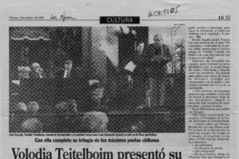Volodia Teitelboim presentó su libro sobre Vicente Huidobro Volodia Teitelboim presentó su libro sobre Vicente Huidobro