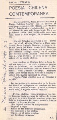 "Poesía chilena contemporánea"