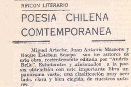 "Poesía chilena contemporánea"