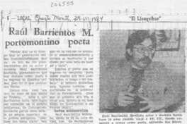 Raúl Barrientos M., portomontino poeta Raúl Barrientos M., portomontino poeta