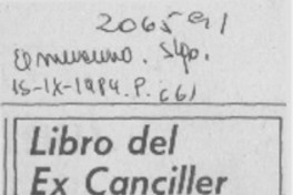 Libro del ex canciller Tobías Barros Libro del ex canciller Tobías Barros
