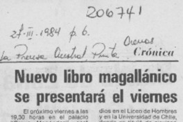 Nuevo libro magallánico se presentará el viernes Nuevo libro magallánico se presentará el viernes