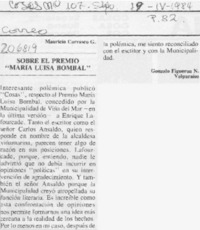 Sobre el premio "María Luisa Bombal"