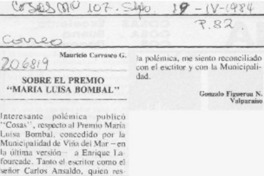 Sobre el premio "María Luisa Bombal"