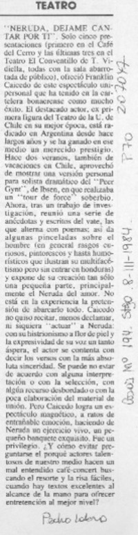 Neruda, déjame cantar por ti