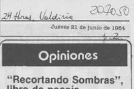 "Recortando sombras", libro de poesía de Sonia Caicheo "Recortando sombras", libro de poesía de Sonia Caicheo