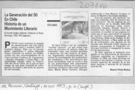La Generación del 50 en Chile historia de un movimiento literario La Generación del 50 en Chile historia de un movimiento literario