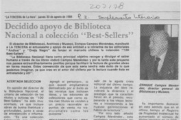 Decidido apoyo de Biblioteca Nacional a colección "best-sellers" Decidido apoyo de Biblioteca Nacional a colección "best-sellers"