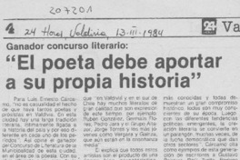 "El Poeta debe aportar a su propia historia" "El Poeta debe aportar a su propia historia"