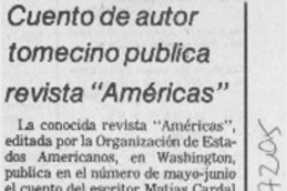 Cuento de autor tomecino publica revista 'Américas' Cuento de autor tomecino publica revista 'Américas'