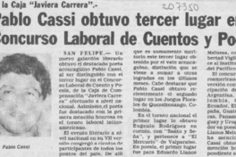 Pablo Cassi obtuvo tercer lugar en el concurso laboral de cuentos y poesía Pablo Cassi obtuvo tercer lugar en el concurso laboral de cuentos y poesía