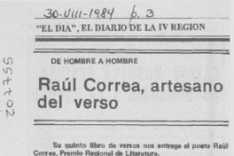 Raúl Correa, artesano del verso Raúl Correa, artesano del verso
