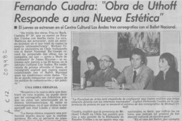 Fernando Cuadra, "Obra de Uthoff responde a una nueva estética"