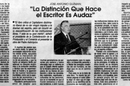 "La distinción que hace el escritor es audaz" "La distinción que hace el escritor es audaz"