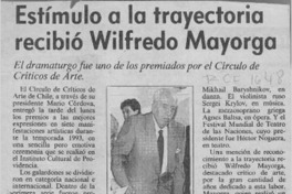 Estímulo a la trayectoria recibió Wilfredo Mayorga  [artículo].
