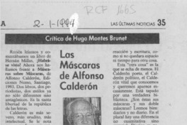 Las máscaras de Alfonso Calderón  [artículo] Hugo Montes Brunet.