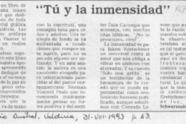 "Tú y la inmensidad"  [artículo] Adolfo Shwarzenberg.