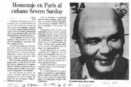 Homenaje en París al cubano Severo Sarduy  [artículo].