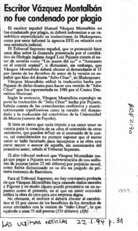 Vázquez Montalbán no fue condenado por plagio  [artículo].