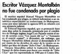 Vázquez Montalbán no fue condenado por plagio  [artículo].
