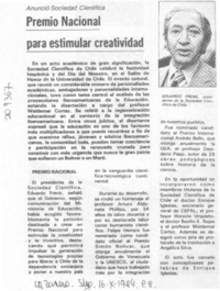 Premio Nacional para estimular creatividad