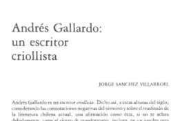Andrés Gallardo, un escritor criollista Andrés Gallardo, un escritor criollista