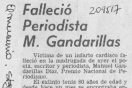 Falleció periodista M. Gandarillas Falleció periodista M. Gandarillas