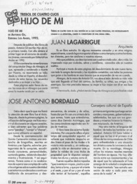 Hijo de mí  [artículo] Juan Lagarrigue, José Antonio Bordallo, Lourdes Alfaya [y] Carla Cristi.