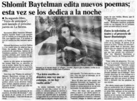 Shlomit Baytelman edita nuevos poemas; esta vez se los dedica a la noche Shlomit Baytelman edita nuevos poemas; esta vez se los dedica a la noche