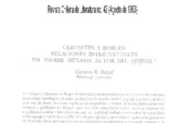 Cervantes y Borges; relaciones intertextuales en "Pierre Menard, autor del Quijote" Cervantes y Borges; relaciones intertextuales en "Pierre Menard, autor del Quijote"