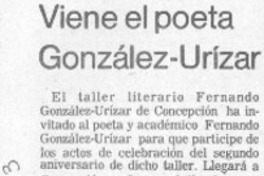 Viene el poeta González-Urízar Viene el poeta González-Urízar