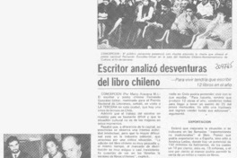 Escritor analizó desventuras del libro chileno Escritor analizó desventuras del libro chileno