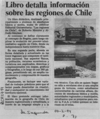 Libro detalla información sobre las regiones de Chile  [artículo].