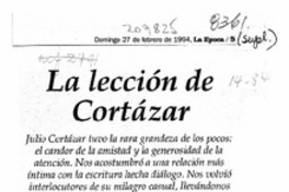 La lección de Cortázar  [artículo] Julio Ortega.
