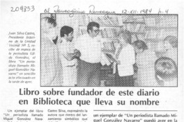 Libro sobre fundador de este diario en Biblioteca que lleva su nombre Libro sobre fundador de este diario en Biblioteca que lleva su nombre