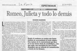 Romeo, Julieta y todo lo demás  [artículo] Eduardo Guerrero.