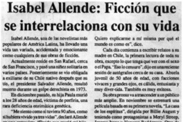 Isabel Allende, ficción que se interrelaciona con su vida Isabel Allende, ficción que se interrelaciona con su vida