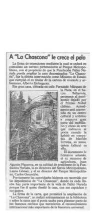 A "La Chascona" le crece el pelo  [artículo].