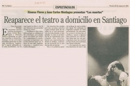Reaparece el teatro a domicilio en Santiago Reaparece el teatro a domicilio en Santiago