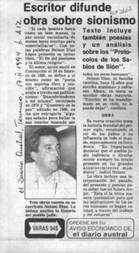 Escritor difunde obra sobre sionismo  [artículo].