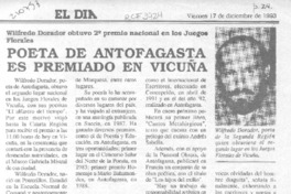 Poeta de Antofagasta es premiado en Vicuña Poeta de Antofagasta es premiado en Vicuña