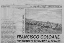 Francisco Coloane, peregrino de los mares australes  [artículo] Manuel Montecinos Caro.