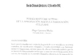 Poesía mapuche actual, de la apropiación hacia la innovación cultural Poesía mapuche actual, de la apropiación hacia la innovación cultural
