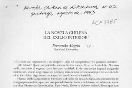 La novela chilena del exilio interior La novela chilena del exilio interior