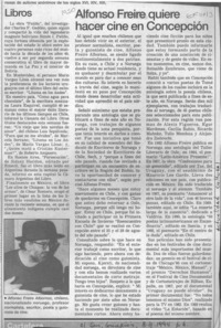 Alfonso Freire quiere hacer cine en Concepción  [artículo].