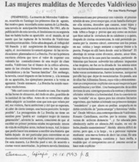 Las mujeres malditas de Mercedes Valdivieso  [artículo] Ana María Portugal.